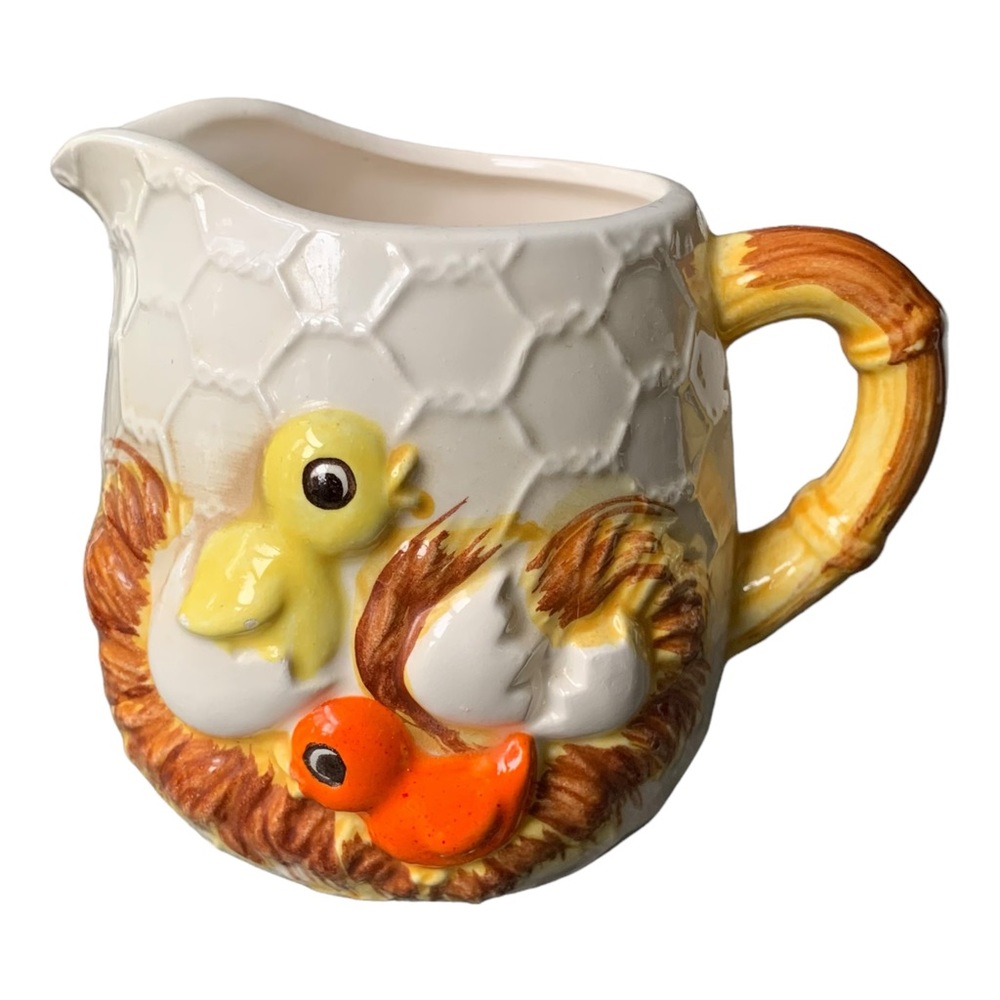 Vintage Sears Roebuck & Co 1976 Japan Creamer 8 oz Chicks & Egg in Nest